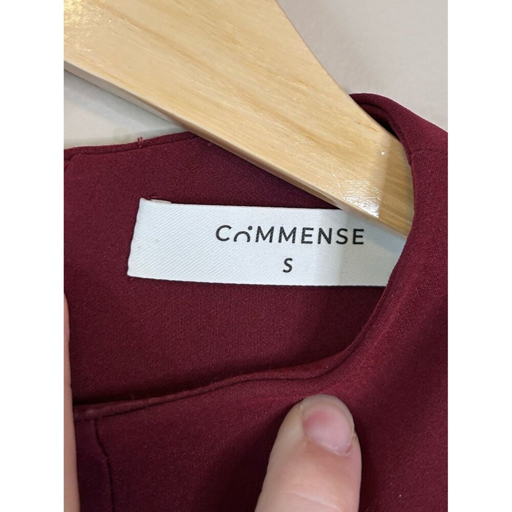 Commense Burgundy Bell Long Sleeve Pleated Hem Mini Dress Size Small - Picture 4 of 7